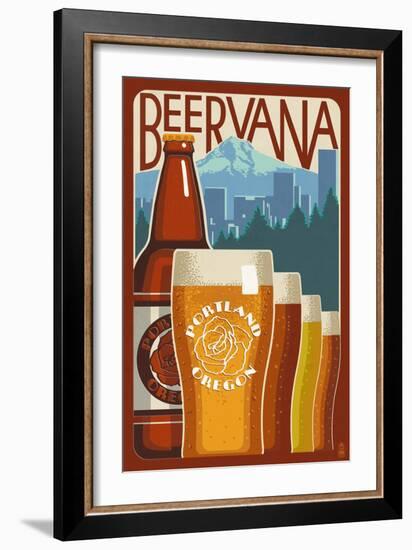 Beervana - Portland, Oregon-Lantern Press-Framed Art Print