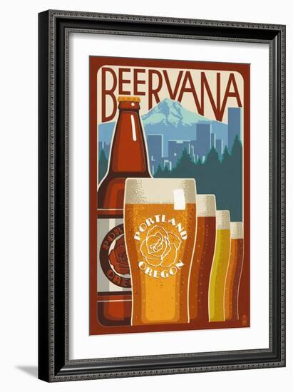 Beervana - Portland, Oregon-Lantern Press-Framed Art Print