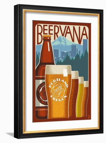 Beervana - Portland, Oregon-Lantern Press-Framed Art Print