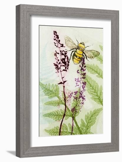 Bees Amongst the Liriope-Trudy Rice-Framed Art Print