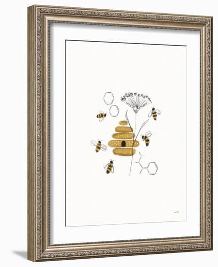 Bees and Botanicals II-Leah York-Framed Art Print