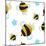 Bees and Flowers Pattern-null-Mounted Giclee Print