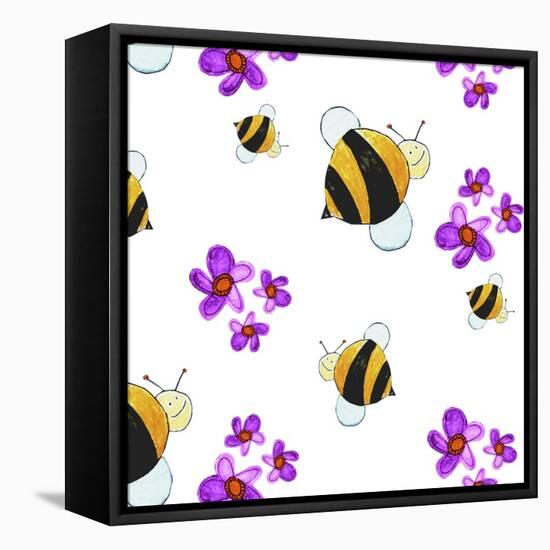 Bees and Flowers-null-Framed Premier Image Canvas