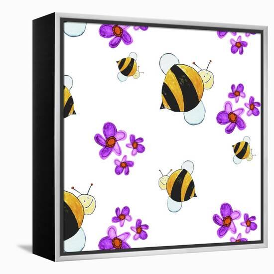 Bees and Flowers-null-Framed Premier Image Canvas