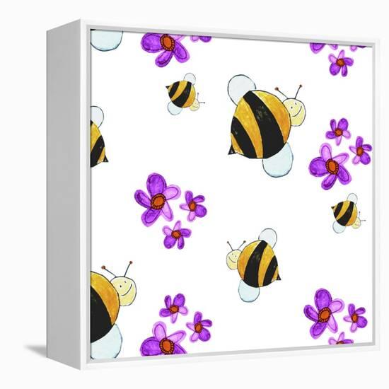 Bees and Flowers-null-Framed Premier Image Canvas