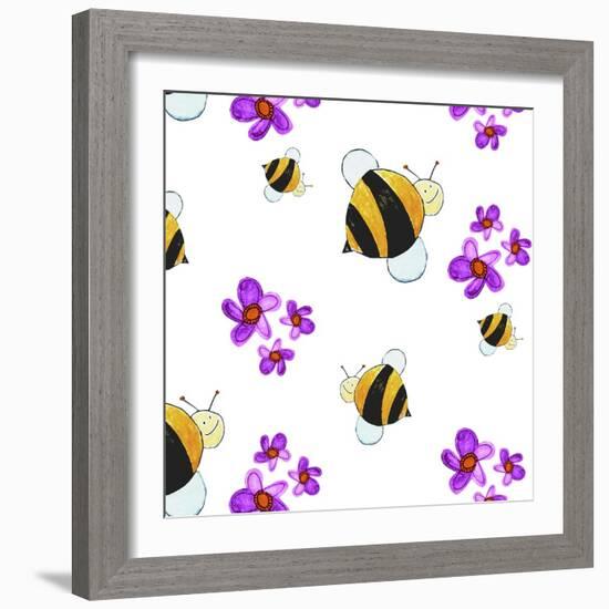 Bees and Flowers-null-Framed Giclee Print