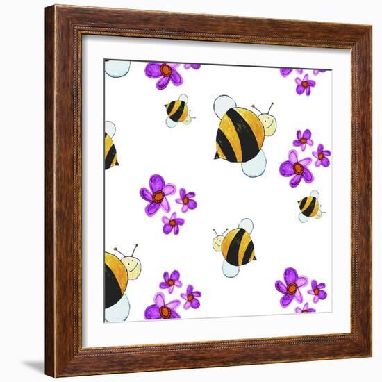 Bees and Flowers-null-Framed Giclee Print