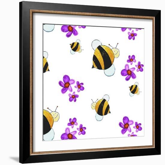 Bees and Flowers-null-Framed Giclee Print