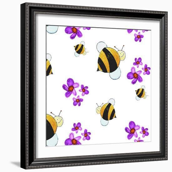 Bees and Flowers-null-Framed Giclee Print