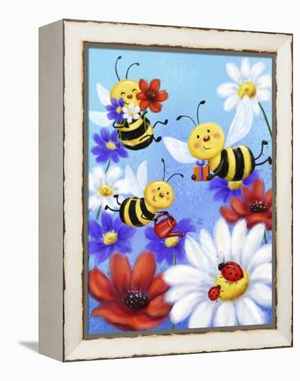 Bees and Ladybugs-MAKIKO-Framed Premier Image Canvas