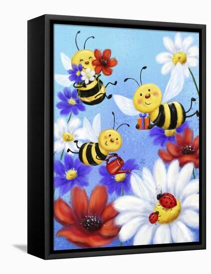 Bees and Ladybugs-MAKIKO-Framed Premier Image Canvas