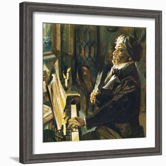 Beethoven at the Piano-English School-Framed Giclee Print