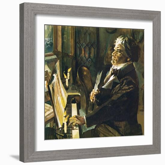 Beethoven at the Piano-English School-Framed Giclee Print