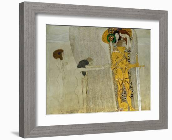 Beethoven Frieze Inspired by Beethoven's 9th Symphony, the Knight in Shining Armour-Gustav Klimt-Framed Giclee Print