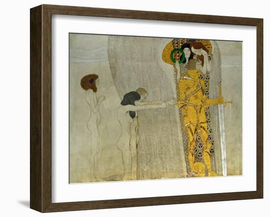 Beethoven Frieze Inspired by Beethoven's 9th Symphony, the Knight in Shining Armour-Gustav Klimt-Framed Giclee Print