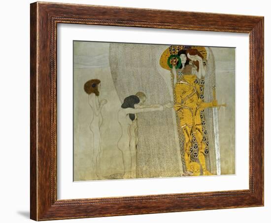 Beethoven Frieze Inspired by Beethoven's 9th Symphony, the Knight in Shining Armour-Gustav Klimt-Framed Giclee Print