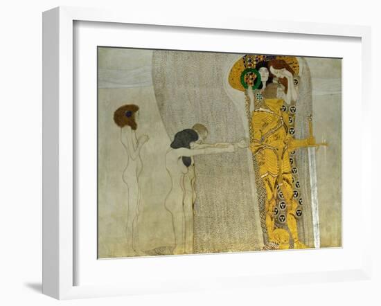 Beethoven Frieze Inspired by Beethoven's 9th Symphony, the Knight in Shining Armour-Gustav Klimt-Framed Giclee Print