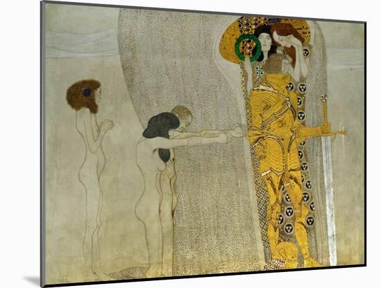 Beethoven Frieze Inspired by Beethoven's 9th Symphony, the Knight in Shining Armour-Gustav Klimt-Mounted Giclee Print