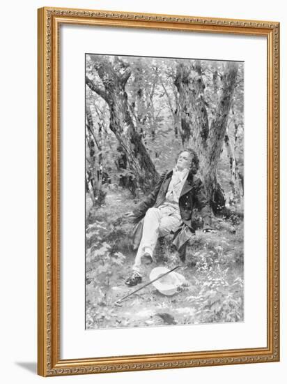 Beethoven Lounging in the Forest-null-Framed Giclee Print