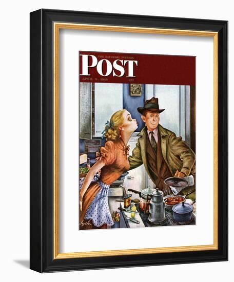 "Before Dinner Kiss?," Saturday Evening Post Cover, April 9, 1949-Constantin Alajalov-Framed Giclee Print