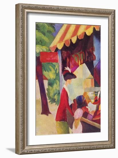 Before Hutladen (Woman with a Red Jacket and Child)-Auguste Macke-Framed Premium Giclee Print