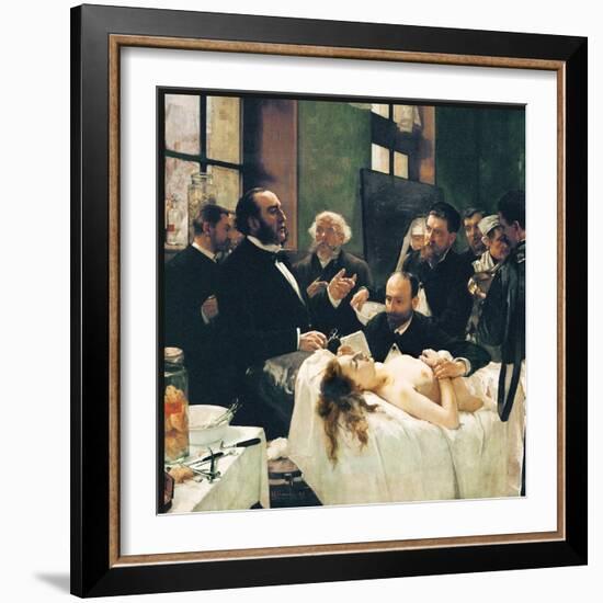 Before Operation, Dr. Péan Teaching His Discovery, Compression Of Blood Vessels, St Louis Hospital-Henri Gervex-Framed Art Print