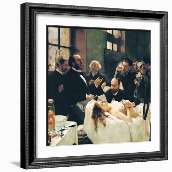 Before Operation, Dr. Péan Teaching His Discovery, Compression Of Blood Vessels, St Louis Hospital-Henri Gervex-Framed Art Print