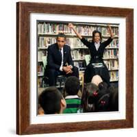 Before President Barack Obama and Wife Read to Second Graders at Capital City Public Charter School-null-Framed Photographic Print