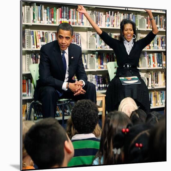Before President Barack Obama and Wife Read to Second Graders at Capital City Public Charter School-null-Mounted Photographic Print