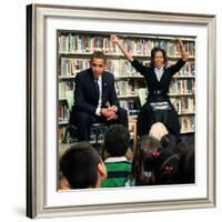 Before President Barack Obama and Wife Read to Second Graders at Capital City Public Charter School-null-Framed Photographic Print