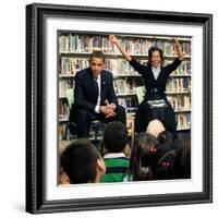 Before President Barack Obama and Wife Read to Second Graders at Capital City Public Charter School-null-Framed Photographic Print
