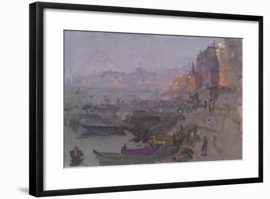 Before Sunrise on the Ghat, Varanasi, 2015-Peter Brown-Framed Giclee Print
