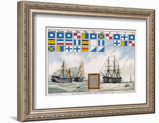 Before the Battle Nelson Sends His Famous Signal: England Expects Every Man to Do His Duty-W.w. May-Framed Photographic Print