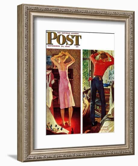 "Before the Date" Saturday Evening Post Cover, September 24,1949-Norman Rockwell-Framed Giclee Print