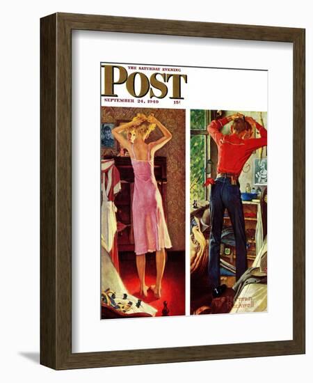 "Before the Date" Saturday Evening Post Cover, September 24,1949-Norman Rockwell-Framed Giclee Print