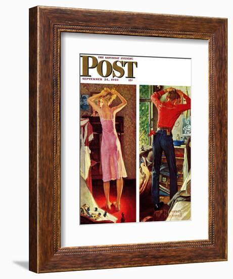 "Before the Date" Saturday Evening Post Cover, September 24,1949-Norman Rockwell-Framed Giclee Print