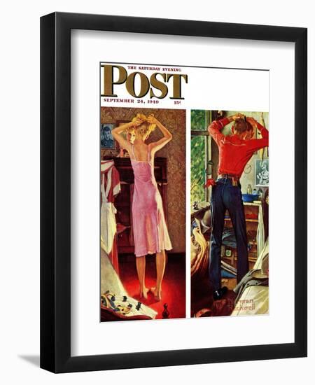 "Before the Date" Saturday Evening Post Cover, September 24,1949-Norman Rockwell-Framed Giclee Print