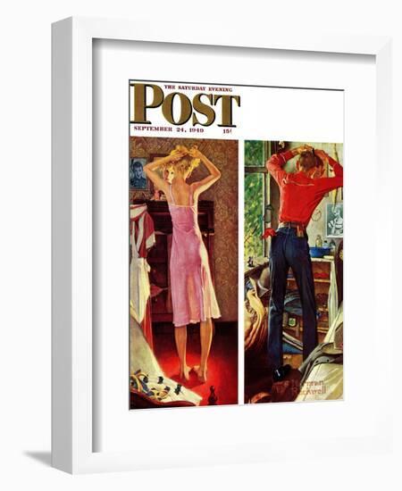 "Before the Date" Saturday Evening Post Cover, September 24,1949-Norman Rockwell-Framed Giclee Print