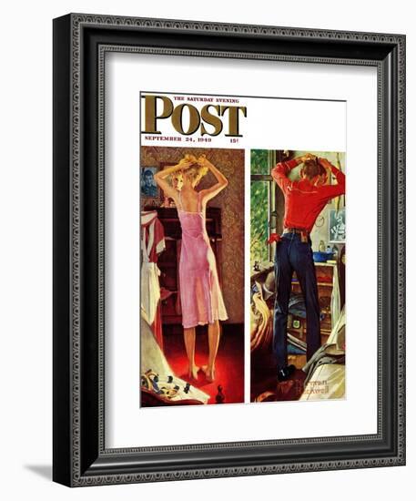 "Before the Date" Saturday Evening Post Cover, September 24,1949-Norman Rockwell-Framed Giclee Print