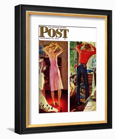 "Before the Date" Saturday Evening Post Cover, September 24,1949-Norman Rockwell-Framed Giclee Print