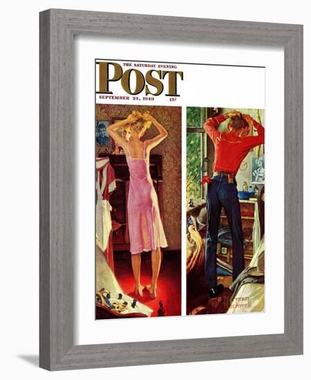 "Before the Date" Saturday Evening Post Cover, September 24,1949-Norman Rockwell-Framed Giclee Print