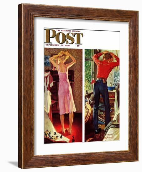 "Before the Date" Saturday Evening Post Cover, September 24,1949-Norman Rockwell-Framed Giclee Print