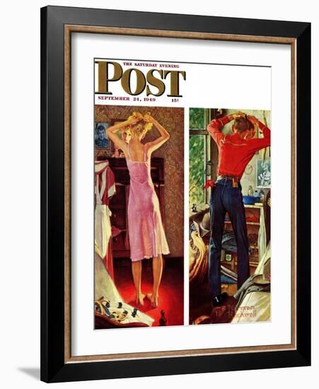 "Before the Date" Saturday Evening Post Cover, September 24,1949-Norman Rockwell-Framed Giclee Print