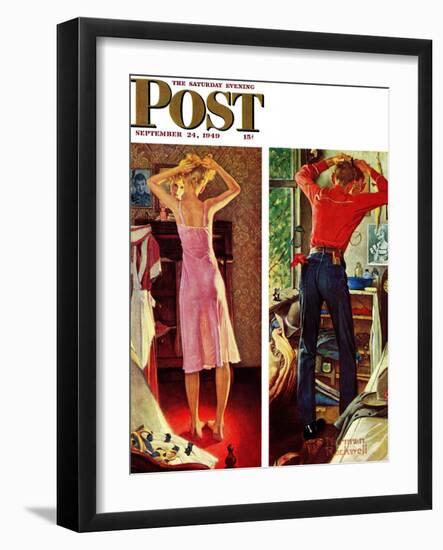 "Before the Date" Saturday Evening Post Cover, September 24,1949-Norman Rockwell-Framed Giclee Print