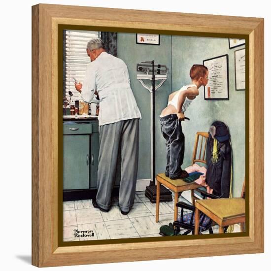 "Before the Shot" or "At the Doctor's", March 15,1958-Norman Rockwell-Framed Premier Image Canvas