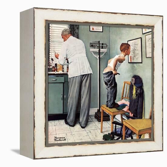 "Before the Shot" or "At the Doctor's", March 15,1958-Norman Rockwell-Framed Premier Image Canvas