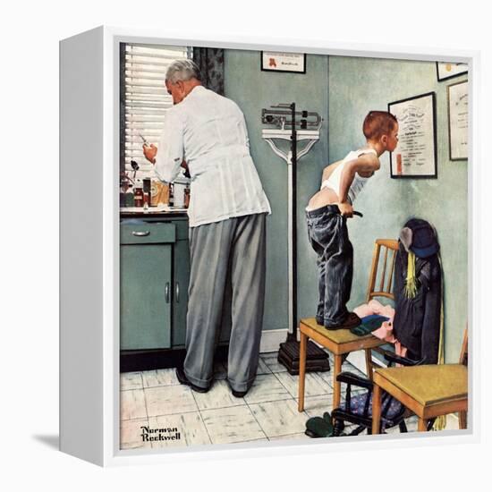 "Before the Shot" or "At the Doctor's", March 15,1958-Norman Rockwell-Framed Premier Image Canvas