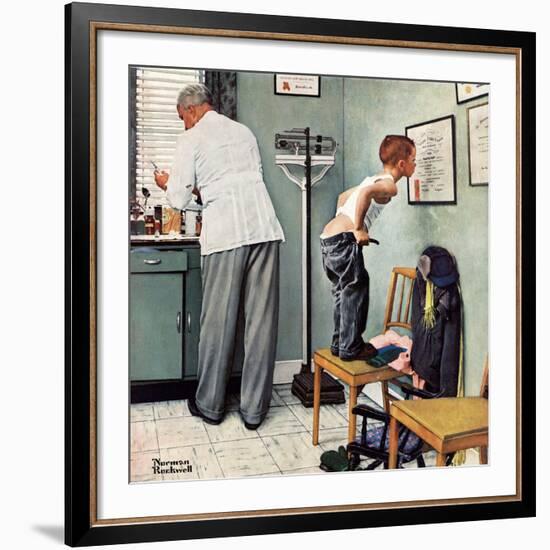 "Before the Shot" or "At the Doctor's", March 15,1958-Norman Rockwell-Framed Giclee Print