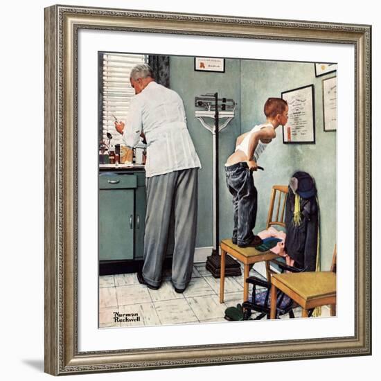 "Before the Shot" or "At the Doctor's", March 15,1958-Norman Rockwell-Framed Giclee Print