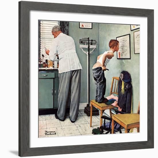 "Before the Shot" or "At the Doctor's", March 15,1958-Norman Rockwell-Framed Giclee Print